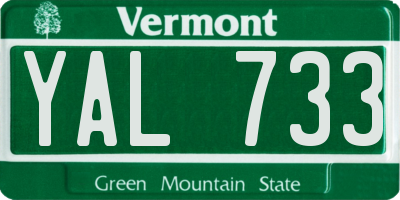 VT license plate YAL733
