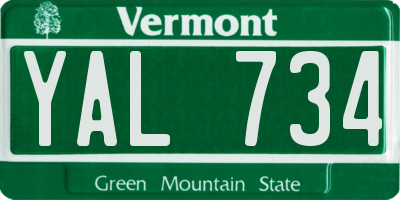 VT license plate YAL734