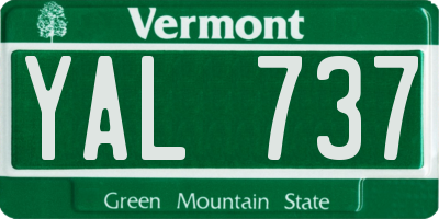 VT license plate YAL737