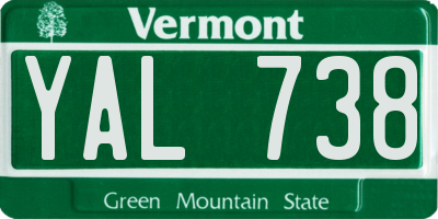 VT license plate YAL738