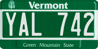 VT license plate YAL742