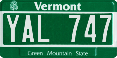 VT license plate YAL747