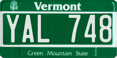 VT license plate YAL748