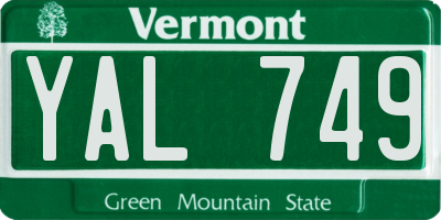 VT license plate YAL749