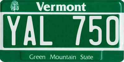 VT license plate YAL750