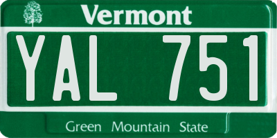 VT license plate YAL751