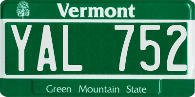 VT license plate YAL752