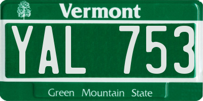 VT license plate YAL753