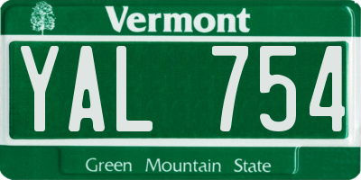 VT license plate YAL754