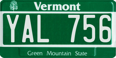 VT license plate YAL756