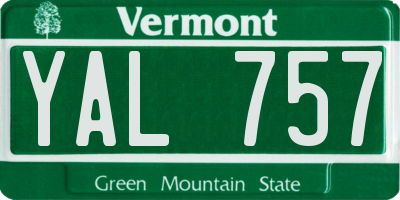 VT license plate YAL757
