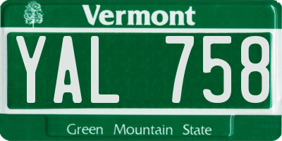 VT license plate YAL758