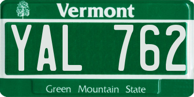 VT license plate YAL762
