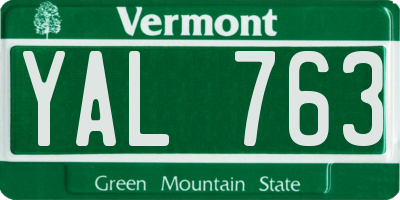 VT license plate YAL763