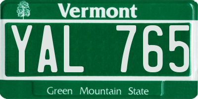 VT license plate YAL765