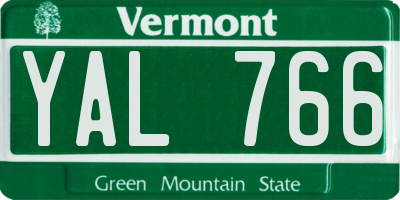 VT license plate YAL766