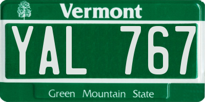 VT license plate YAL767