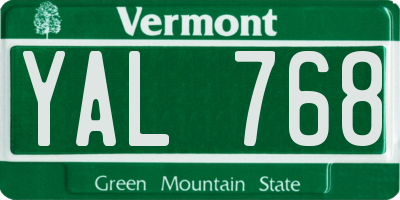 VT license plate YAL768