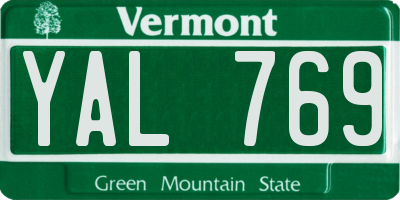 VT license plate YAL769