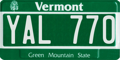 VT license plate YAL770