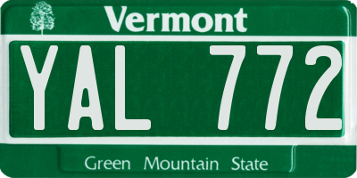 VT license plate YAL772