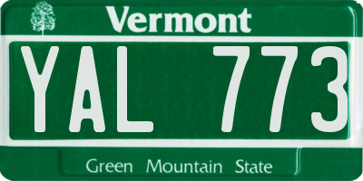 VT license plate YAL773