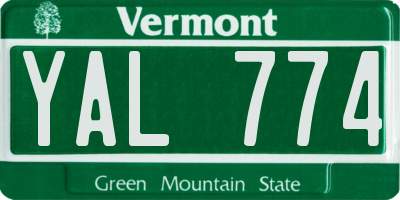 VT license plate YAL774