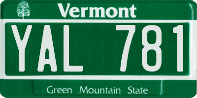 VT license plate YAL781