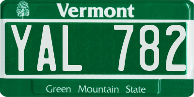 VT license plate YAL782
