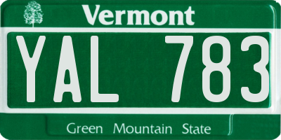VT license plate YAL783