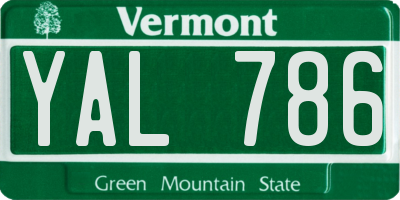 VT license plate YAL786