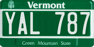 VT license plate YAL787