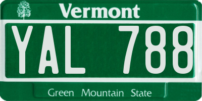 VT license plate YAL788