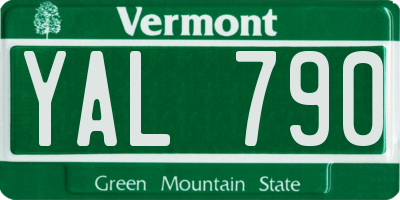 VT license plate YAL790