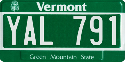 VT license plate YAL791
