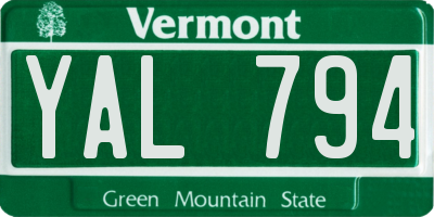 VT license plate YAL794