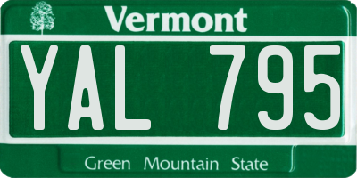 VT license plate YAL795