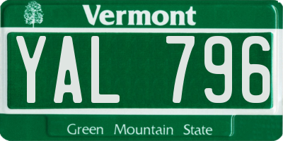 VT license plate YAL796