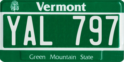 VT license plate YAL797