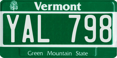VT license plate YAL798