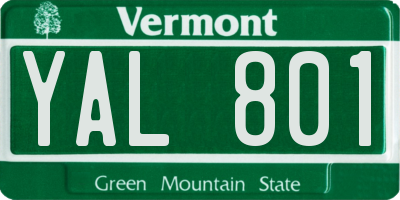 VT license plate YAL801