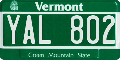 VT license plate YAL802