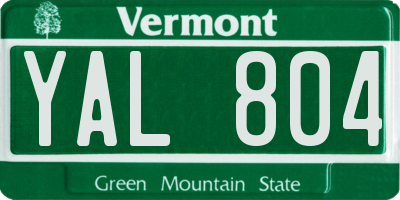 VT license plate YAL804