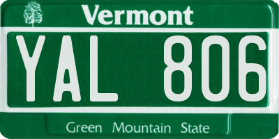 VT license plate YAL806