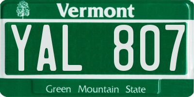 VT license plate YAL807