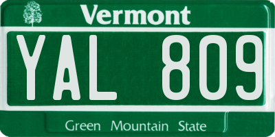 VT license plate YAL809
