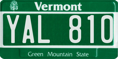 VT license plate YAL810