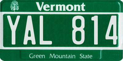 VT license plate YAL814