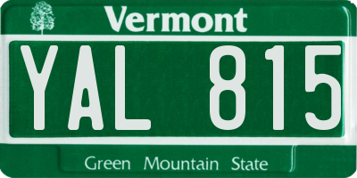 VT license plate YAL815