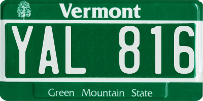 VT license plate YAL816